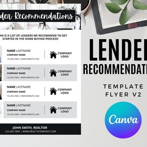 8.5x11 | Lender Recommendation Flyer V2 | Canva Template | Real Estate Marketing Template