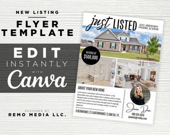 8,5x11 | Eleganter Flyer | Canva Template | Immobilien Marketing Template