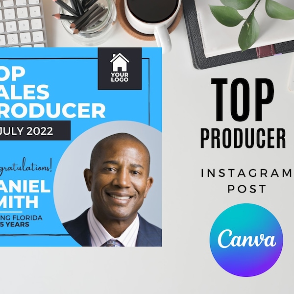 Top Producer Real Estate Instagram Post | Agent Spotlight | Agent Announcement | Canva Template