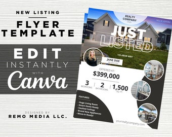 8,5x11 | Nur gelisteter Flyer | Canva Template | Immobilien Marketing Template