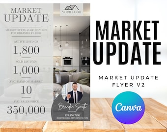 8.5x11 | Modern Market Update Flyer Tan | Canva Template | Real Estate Marketing Template