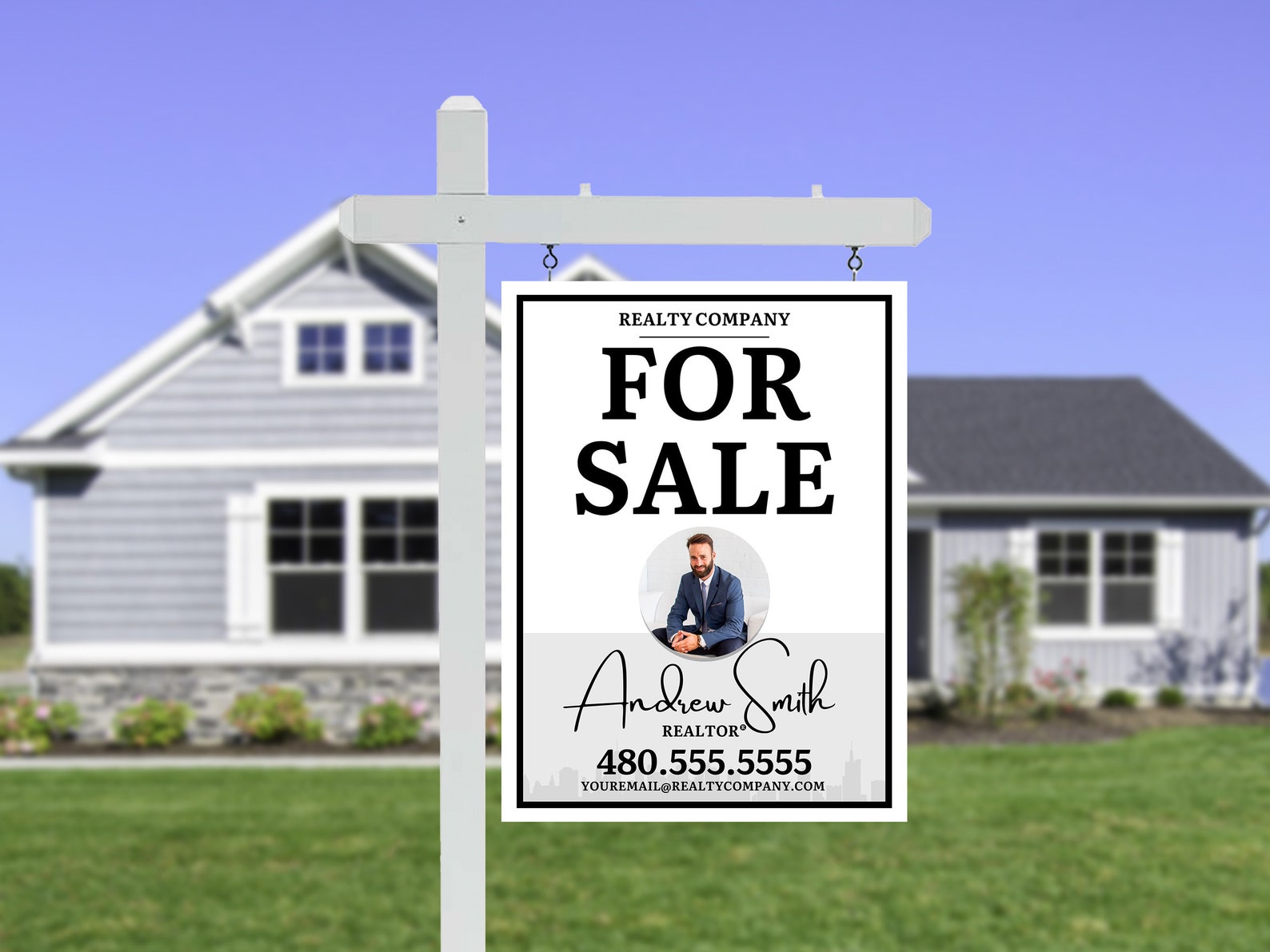 18x24 Modern for Sale Yard Sign Canva Template Real Estate Marketing