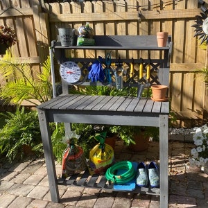 Sturdy Wooden Garden Potting Bench Work Table With Hidden - Etsy