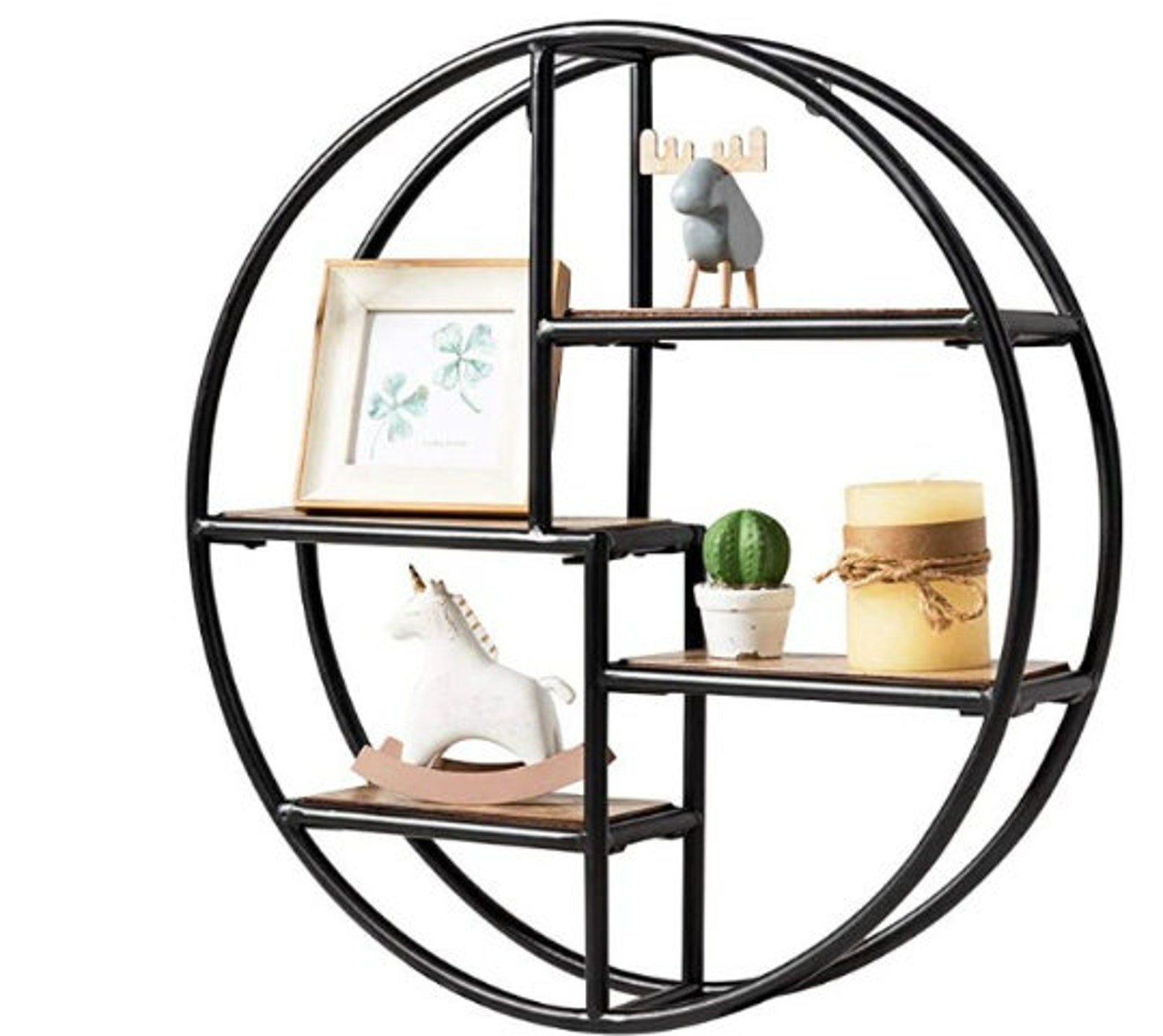 Stylish Round Wall Shelf Wallmounted Circular Shelf Wood & Etsy