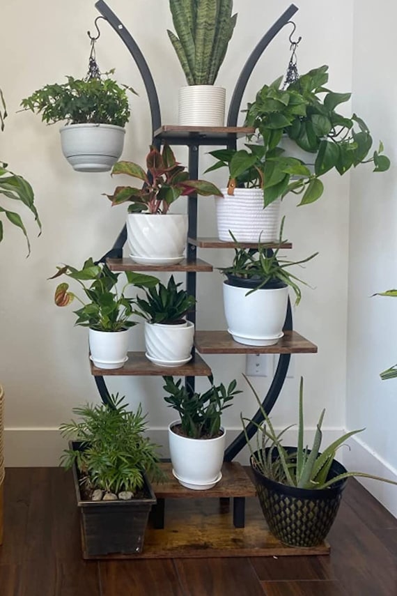 Stylish Plant Stand Indoor Tall Plant Shelf Metal Tiered Etsy