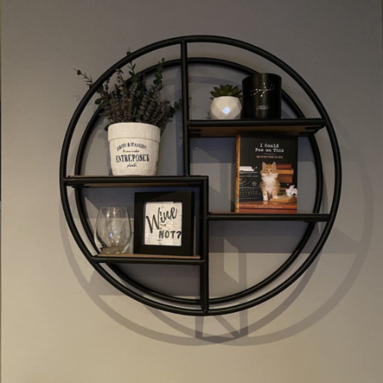 Stylish Round Wall Shelf Wall-mounted Circular Shelf Wood & - Etsy