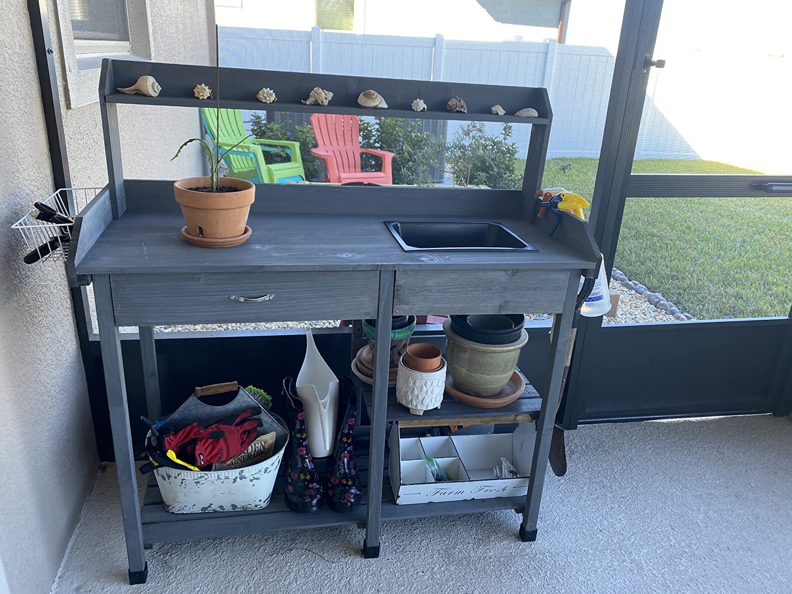 Sturdy Outdoor Potting Bench Table Potters Benches Garden Work Etsy