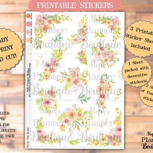 Pfirsich rosa Blüten, Aquarell Blumen druckbare Planner Aufkleber, Blumen Planner Aufkleber, druckbare Planner Aufkleber Kit, Cricut, PNG,