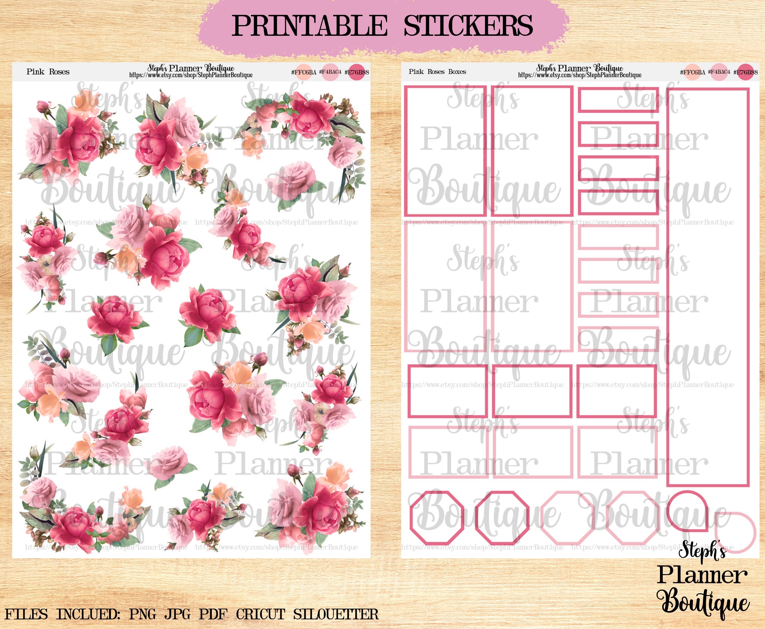 Printable Stickers Vintage ROSES Stickers Digital Collage Printable Sheets  Digital Download Collage Sheet Floral 2818 