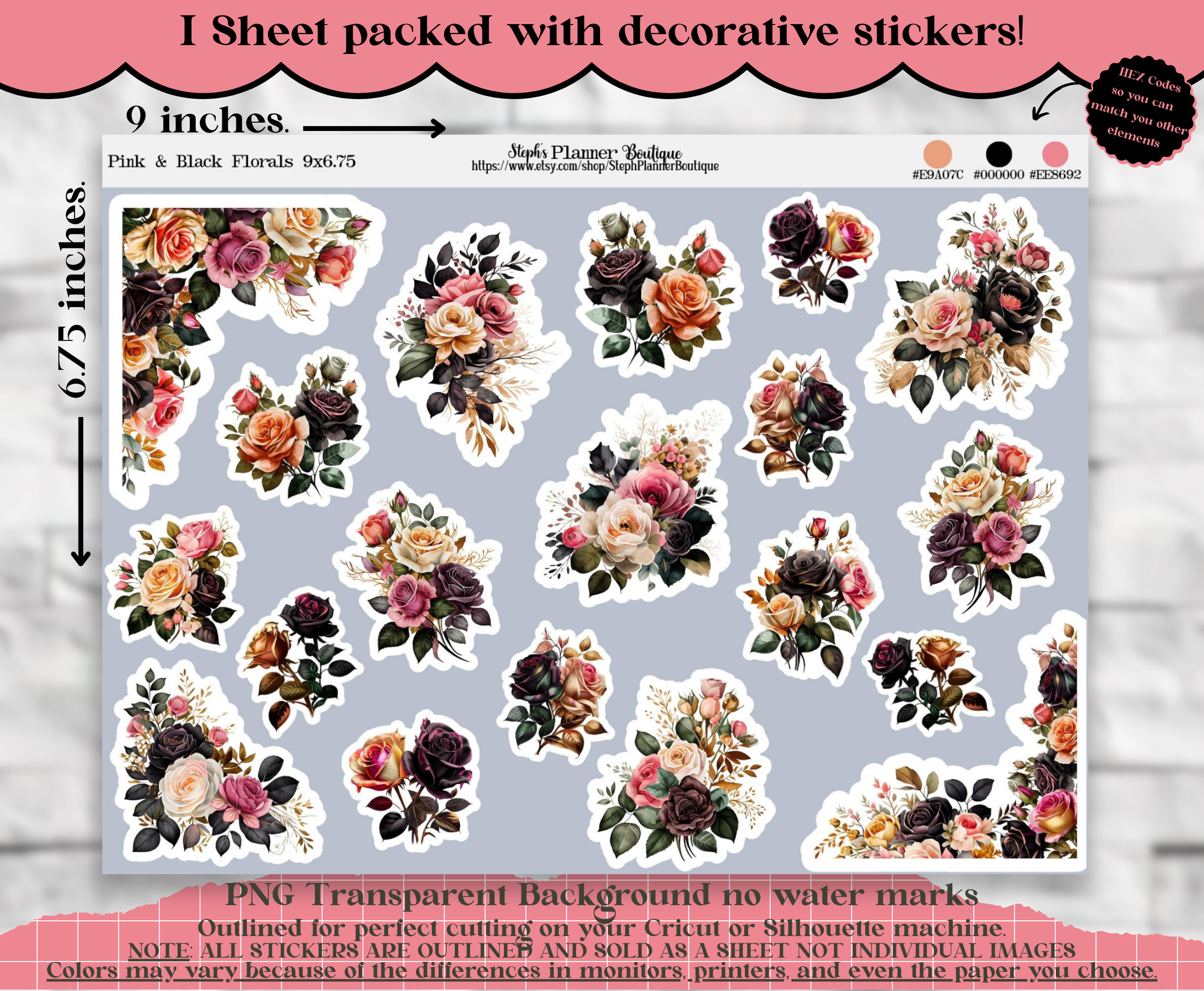 Planner Stickers with Floral Patterns