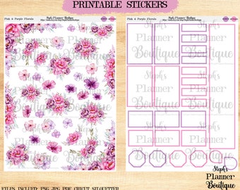 Floral Planner Stickers: Printable & Digital (PDF, PNG, JPEG)