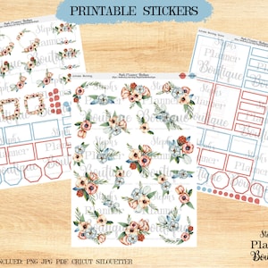 Autumn Morning Flowers, Watercolor Printable Planner Stickers, Digital Planner Stickers, Floral Planner Stickers, Printable Stickers,
