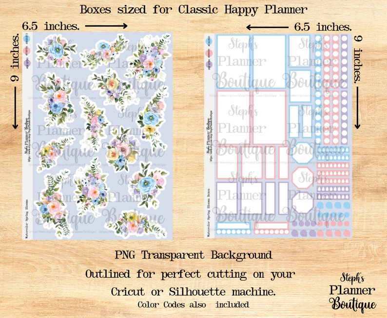 Watercolor Spring Blooms Planner Stickers: Floral Journal Kit ...