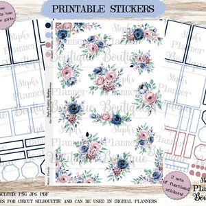 Winter Floral Printable Planner Sticker Kit, Flower Planner Sticker, Planner Stickers, Floral Planner Sticker, Printable Planner Stickers,