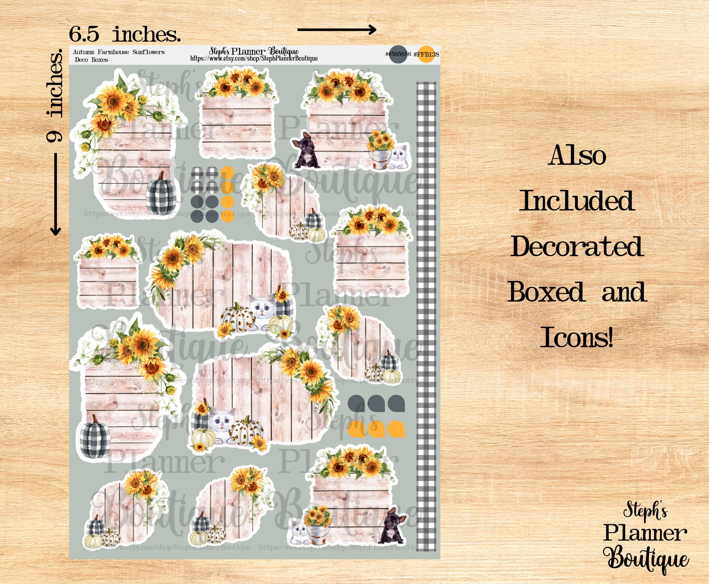 Autumn Sunflower Farmhouse Planner Stickers (digital Download) - Etsy
