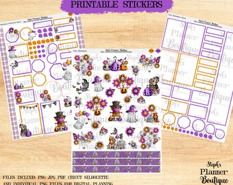 Cute Halloween Printable Planner Stickers, Planner Printable, Digital Stickers, Printable Stickers, Floral Stickers, Halloween Stickers,