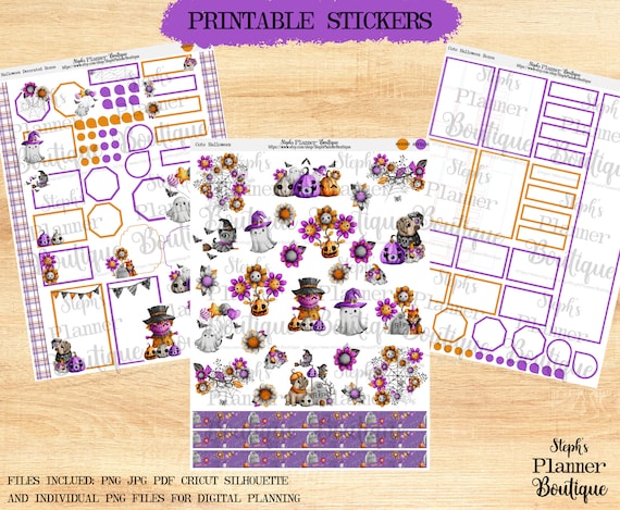 Cute Halloween Printable Planner Stickers, Planner Printable, Digital Stickers, Printable Stickers, Floral Stickers, Halloween Stickers,
