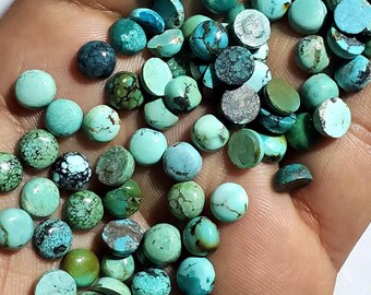 Natural Hubei Turquoise Cabochon Lot, Size 7x7 MM, Pieces 10,