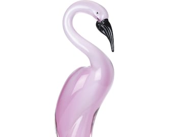 13" Mouth Blown Pink Flamingo Art Glass