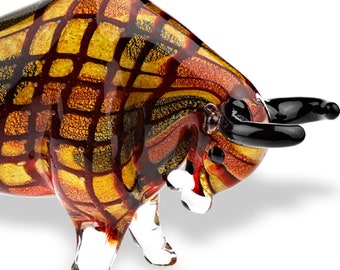 9 Multicolor Large Bull Art Glass 9 Multicolor Large Bull Art Glass