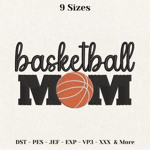 Basketbal moeder machine borduurwerk ontwerpen, sport moeder shirt borduren, hoepels moeder stitch bestand, borduren game dag hoed, zomertijd PES JEF