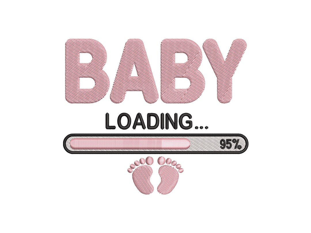 Baby Loading Embroidery Design, Pregnancy Announcement File (PES DST ...