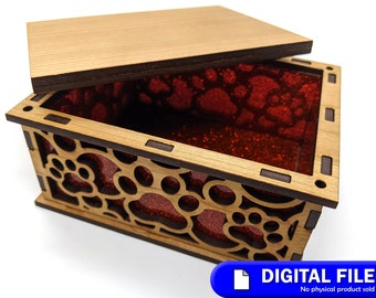 Pawprint Box Pattern — SVG and PDF digital files for Glowforge Mira Thunder Omtech laser cutter