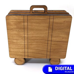 Caixa de vale-presente de mala - arquivos digitais SVG e PDF para cortadores a laser Glowforge Mira Thunder Omtech Gweike