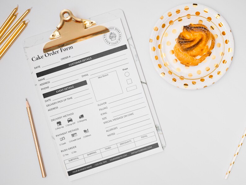 Editable Cake Order Form Printable Small Business Order Form Template ...
