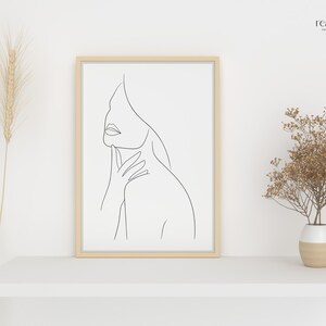 Printable Line Art Woman, Female Line Art Instant Download, Hand Face ...