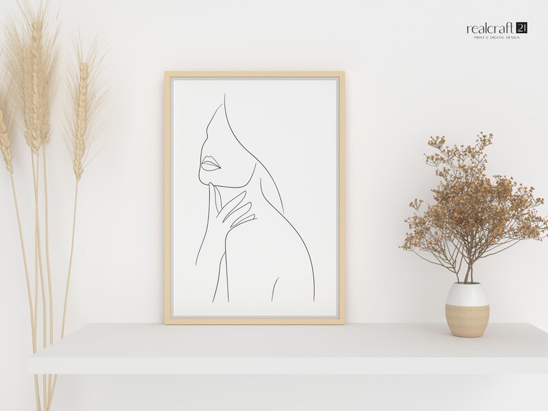 Printable Line Art Woman, Female Line Art Instant Download, Hand Face ...