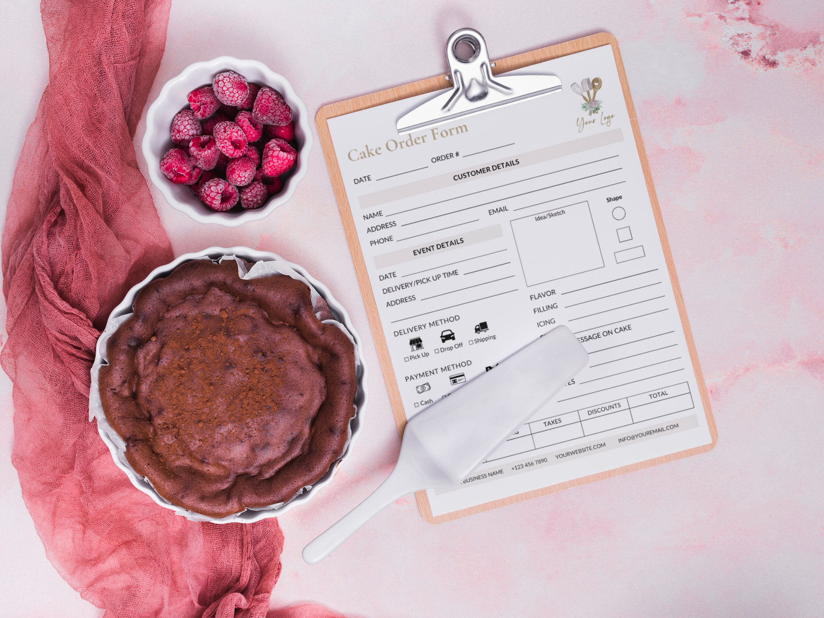 Editable Cake Order Form Template Printable Bakery Order Worksheet ...