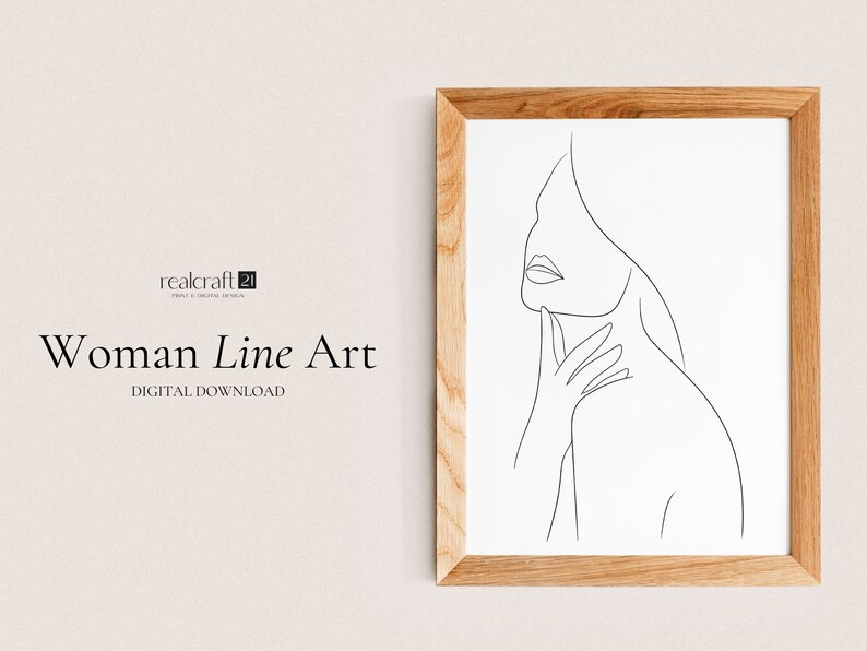 Printable Line Art Woman, Female Line Art Instant Download, Hand Face ...