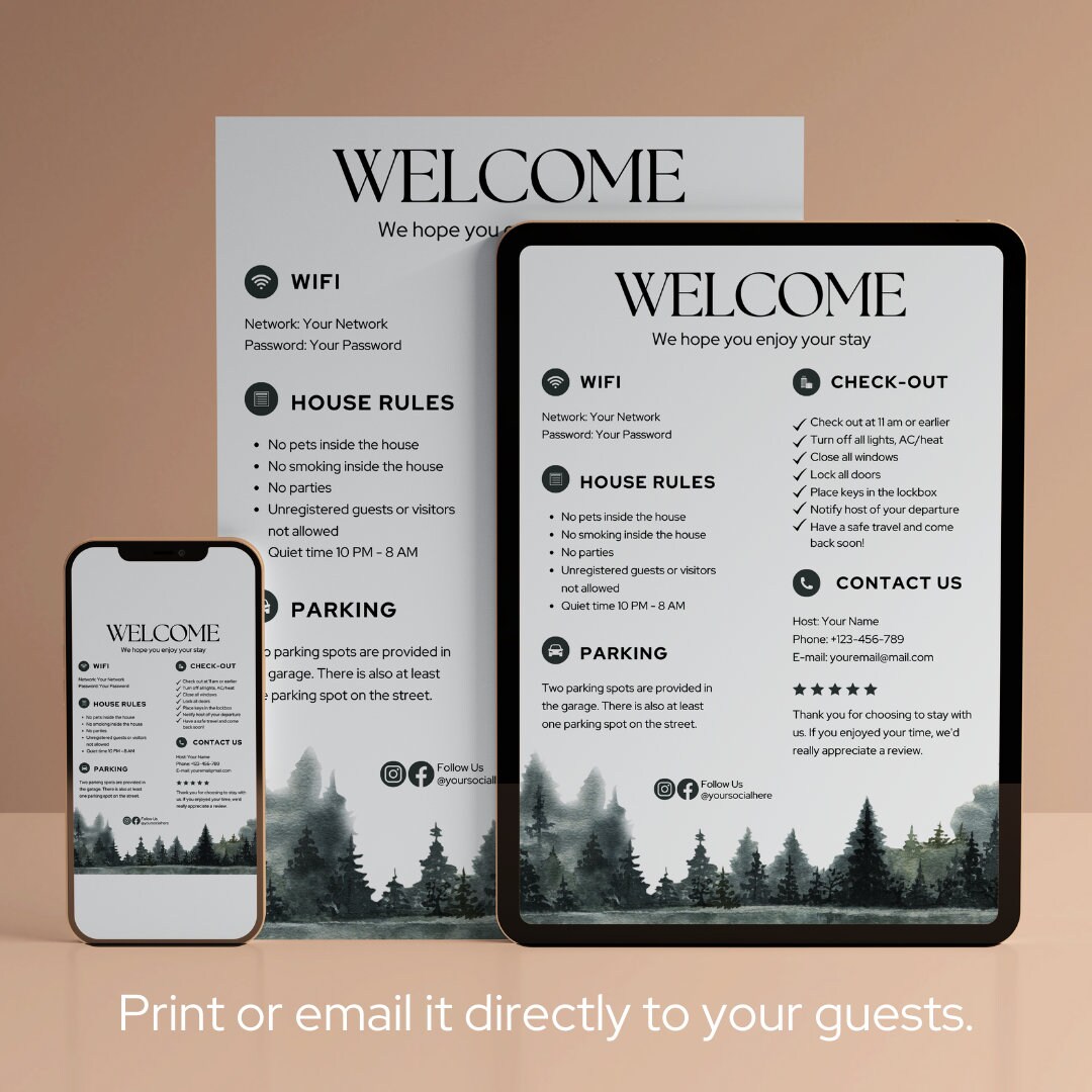 Welcome Sign for Airbnb Hosts, Vacation Rental Signage, Editable Canva ...