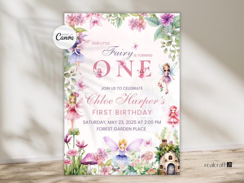 EDITABLE Fairy Birthday Invitation, Fairies & Butterflies Birthday ...