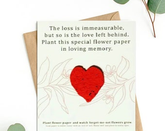 Condolence Card | Sympathy | Loss | Memorial | Full Size Greeting Card with Envelope | Flower Seed Paper | Plantable