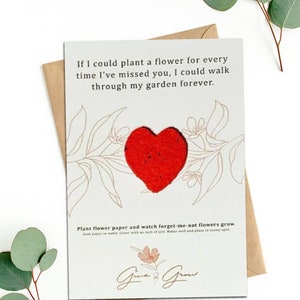 I Miss You Card | Thinking of You | Full Size Greeting Card with Envelope | Flower Seed Paper | Plantable