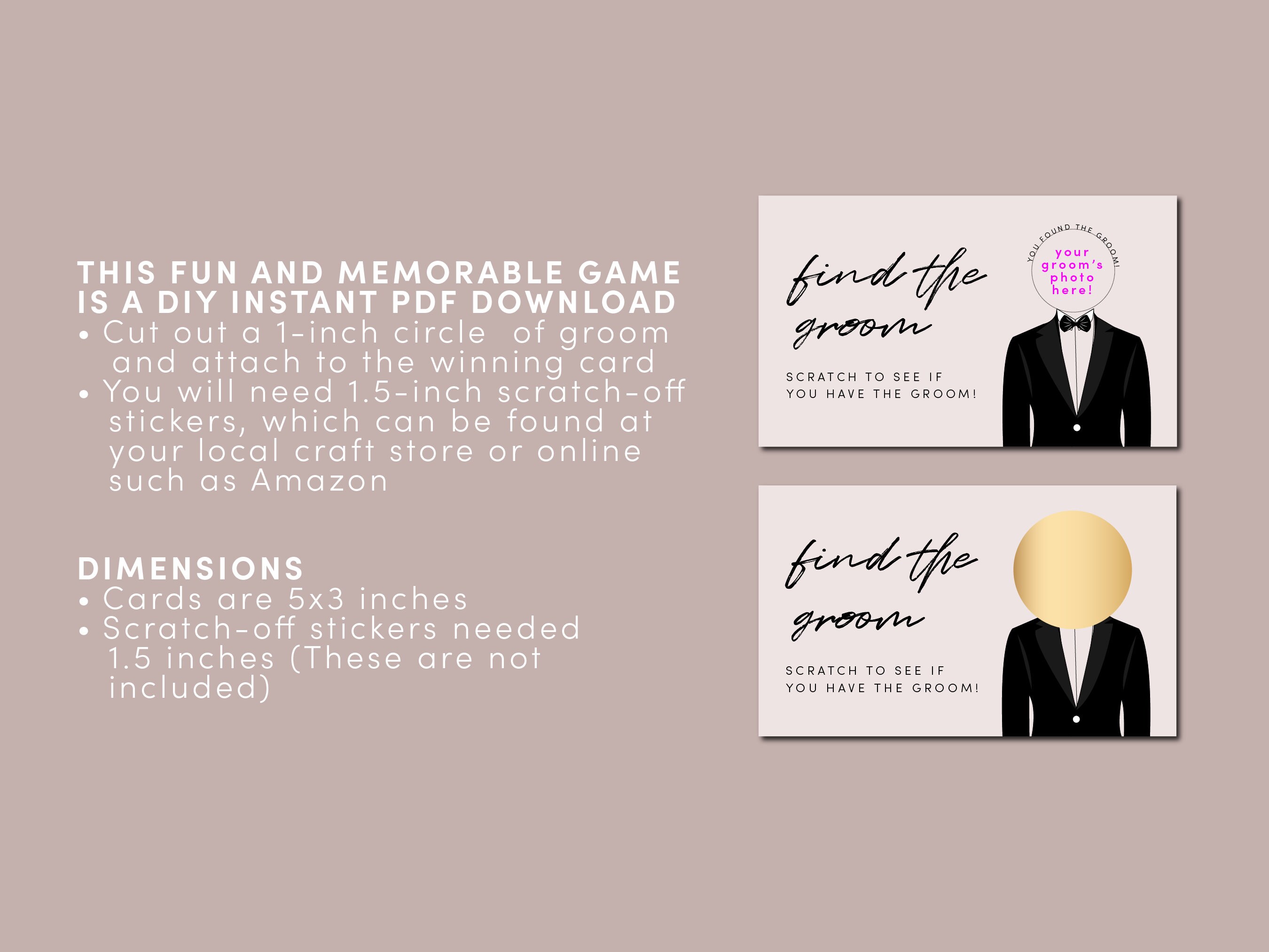 Find the Groom Bridal Wedding Shower Bachelorette Game - Etsy
