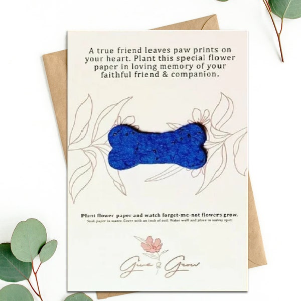 Pet Sympathy | Dog Cat Condolence | Loss | Memorial | Full Size Greeting Card with Envelope | Flower Seed Paper | Plantable