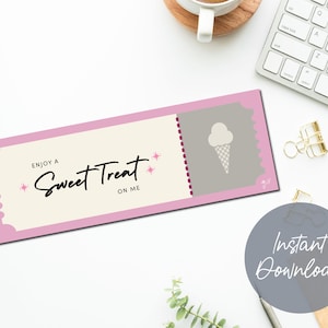 Bon de friandises | Merci | Desserts | Téléchargement instantané | Imprimable | Personnalisé | Billet, Certificat, Anniversaire, Coupon