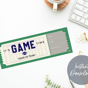 Football | Sporting Voucher | Instant Download | Printable | Personalized | Ticket, Certificate, Birthday, Coupon, Anniversary, Sports