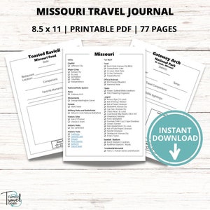 Missouri Travel Journal Pages, 2023, Bucket List Printable, Printable Travel Journal, Missouri Vacation PDF, Travel Gift Idea, MO Road Trip