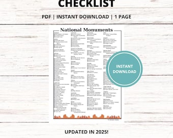 National Monuments Checklist – Printable U.S. Travel Bucket List to Track Visits to Every Monument – Road Trip & Adventure Planning Tool