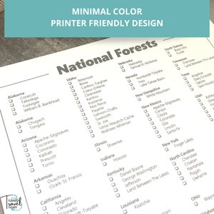 US National Forest Checklist, Printable Bucket List, Vacation Tracker, US Travel Road Trip ...