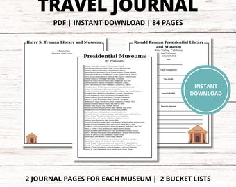 Buchhalter / Reisejournal der US-Präsidialbibliothek - 2 Seiten pro Stopp zum Ausdrucken. Checkliste nach Bundesland oder Name
