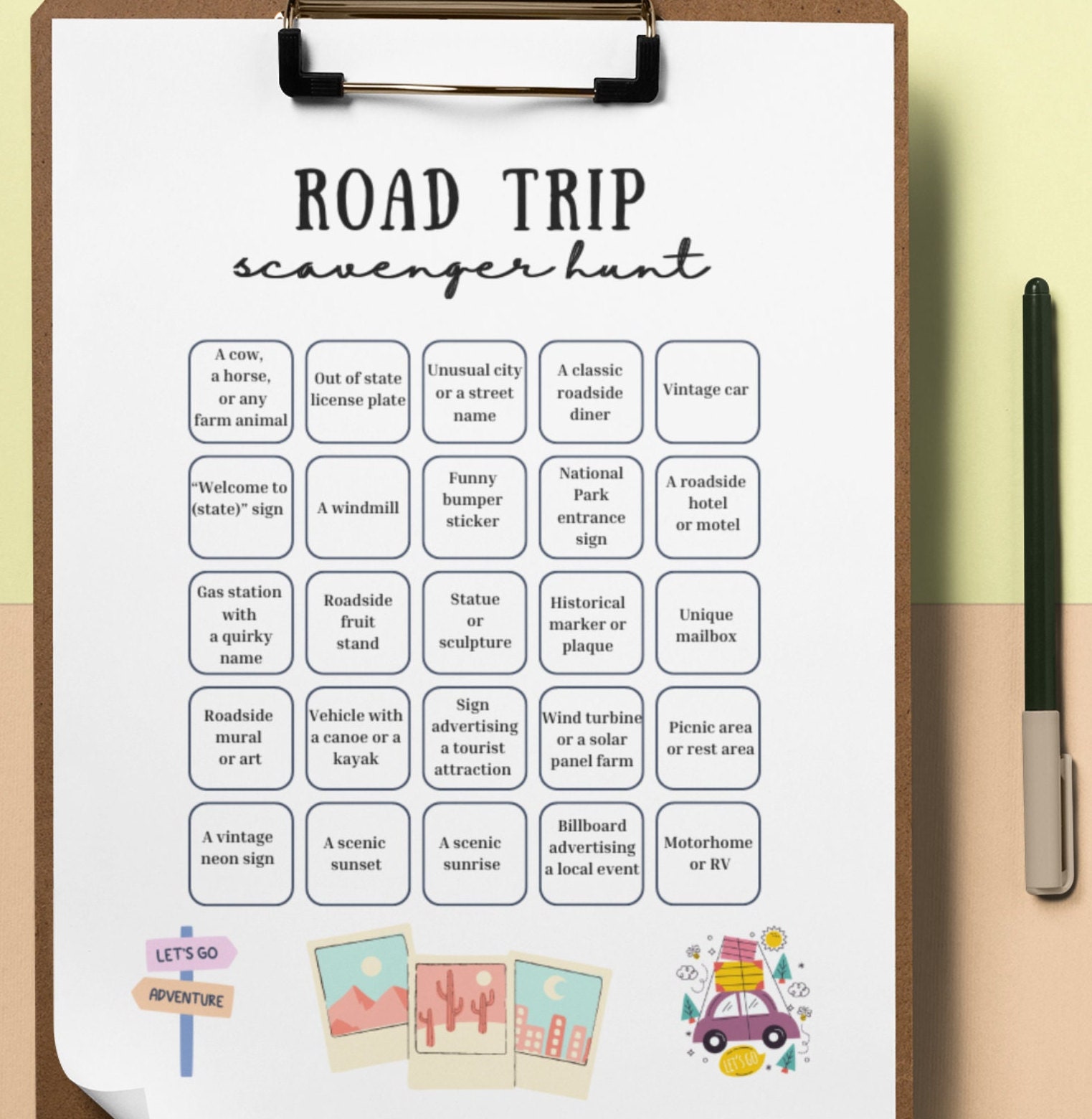 Ultimate Roadtrip Adventure Interactive Scavenger Hunt Pdf Roadtrip