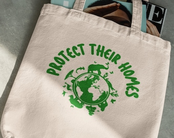 Protect Their Homes WIldlife Conservation Awareness Canvas Tote Bag, Wildlife Conservation Tote, Protect WIldlife Tote, Conservation Tote