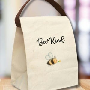 Be Kind Canvas Lunch Bag 100% Cotton, Washable Lunch Bag, Women's Men's Lunch Bag, Eco-Friendly Reusable Lunch Bag - Real Casualtees image 1