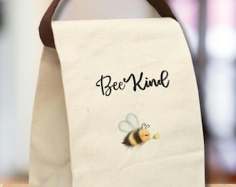 Be Kind Canvas Lunch Bag 100% Cotton, Washable Lunch Bag,  Women's  Men's Lunch Bag, Eco-Friendly Reusable Lunch Bag - Real Casualtees