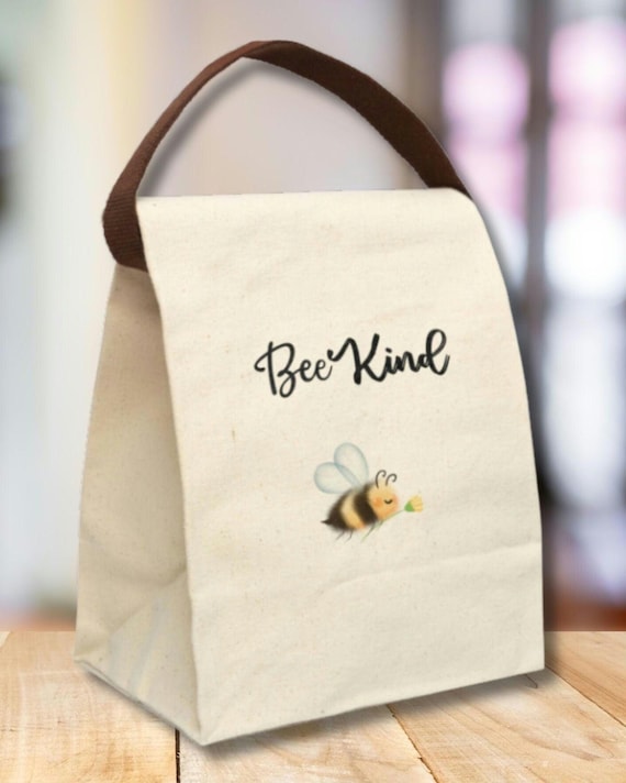 Be Kind Canvas Lunch Bag 100% Cotton, Washable Lunch Bag,  Women's  Men's Lunch Bag, Eco-Friendly Reusable Lunch Bag - Real Casualtees